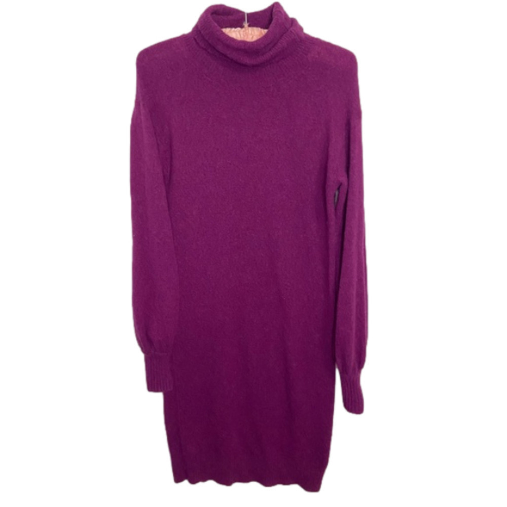 J crew Turtleneck sweater-dress in Supersoft yarn mulberry purple size XS
